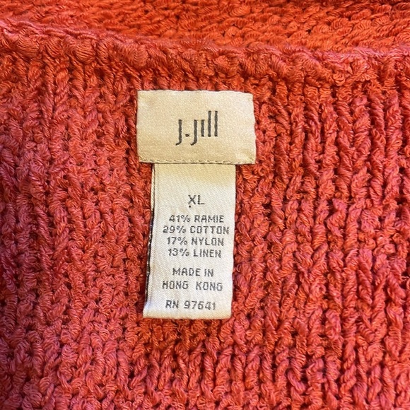 J Jill - linen blend wide scoop neckline pullover sweater - coral - size XL - Picture 3 of 4
